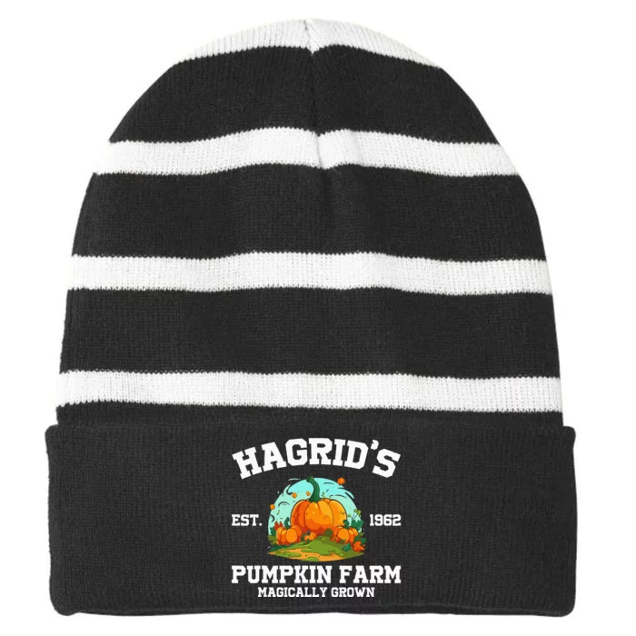 Hagrid’S Est. 1962 Pumpkin Farm Magically Grown Halloween Striped Beanie with Solid Band