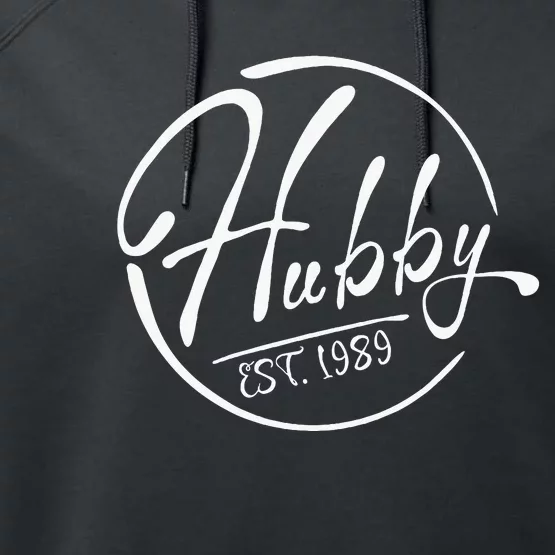 Hubby Established 1989 Wedding Anniversary Celebration Performance Fleece Hoodie