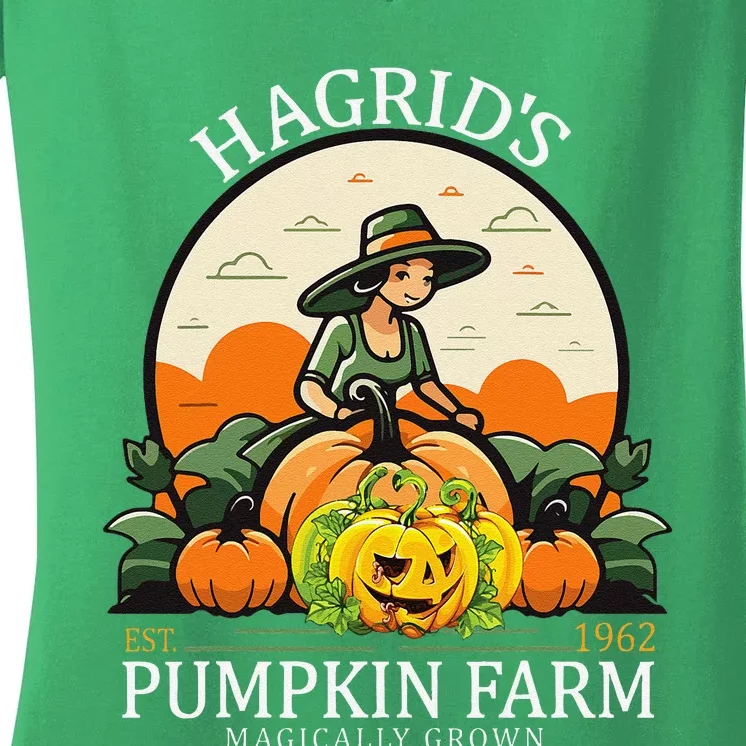 Hagrid’S Est. 1962 Pumpkin Farm Magically Grown Halloween Women's V-Neck T-Shirt