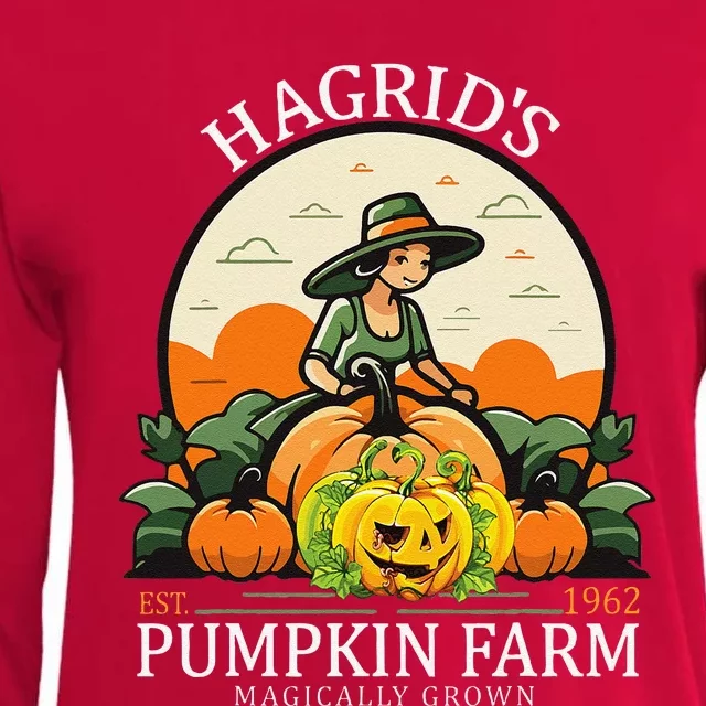 Hagrid’S Est. 1962 Pumpkin Farm Magically Grown Halloween Womens Cotton Relaxed Long Sleeve T-Shirt