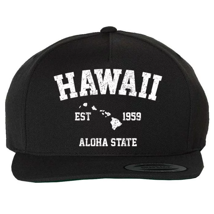 Hawaii Est 1959 Aloha State Vintage Wool Snapback Cap