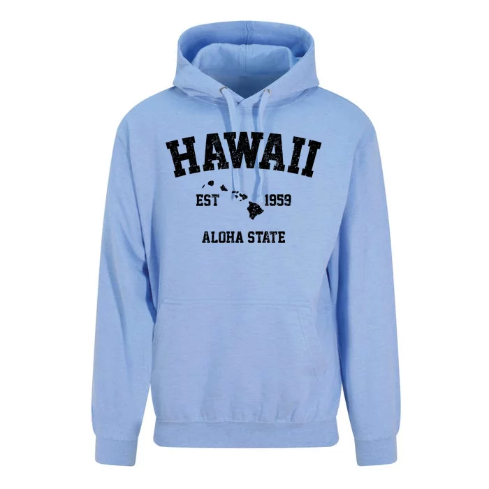 Hawaii Est 1959 Aloha State Vintage Unisex Surf Hoodie