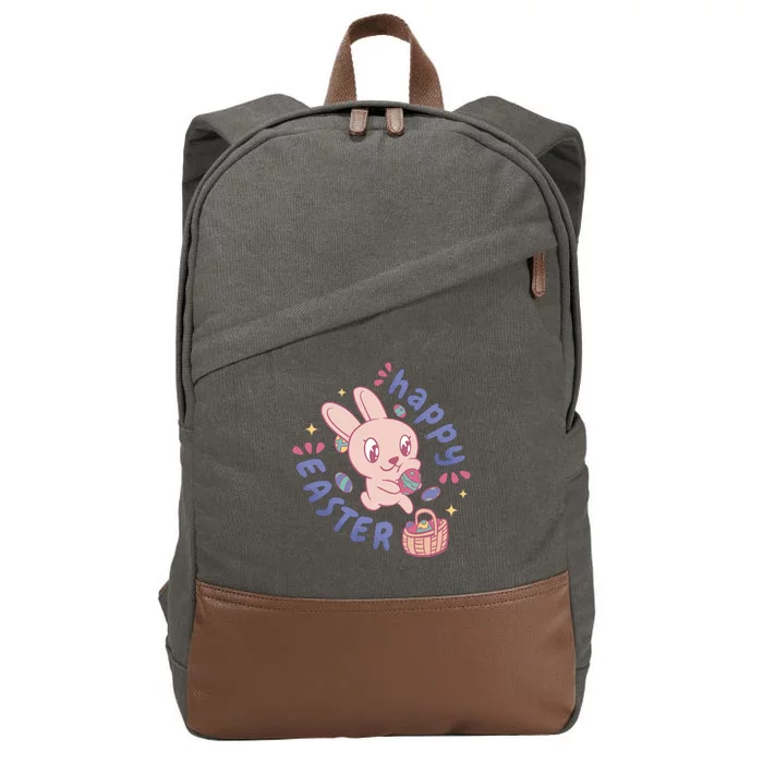 Happy Easter Adorable Bunny Cotton Canvas Backpack