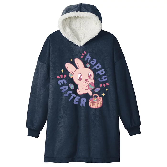 Happy Easter Adorable Bunny Hooded Wearable Blanket