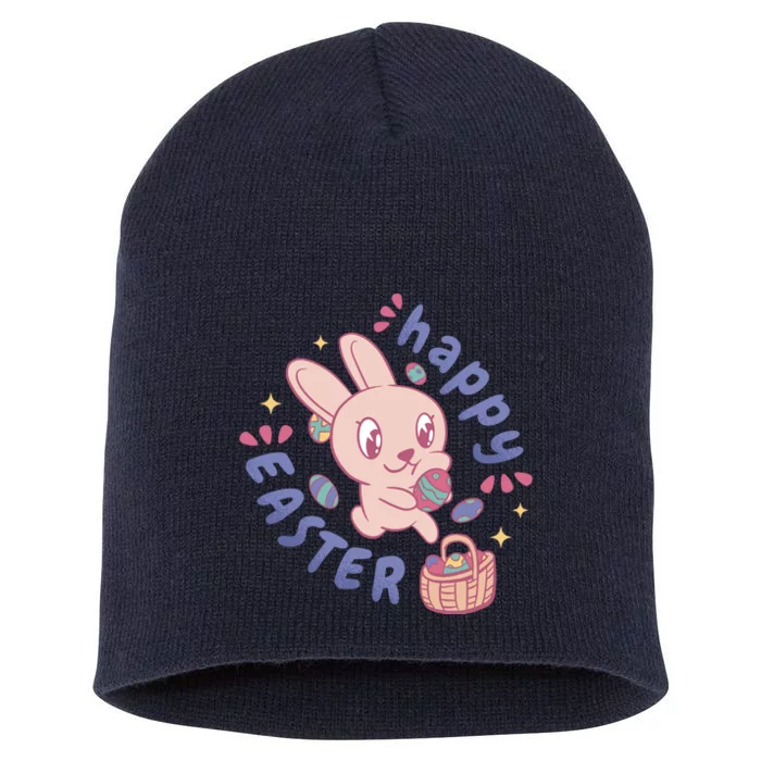 Happy Easter Adorable Bunny Short Acrylic Beanie