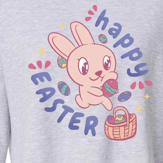 Happy Easter Adorable Bunny Cropped Pullover Crew