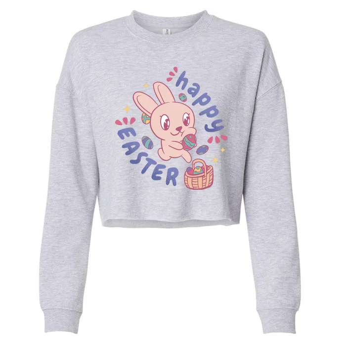 Happy Easter Adorable Bunny Cropped Pullover Crew