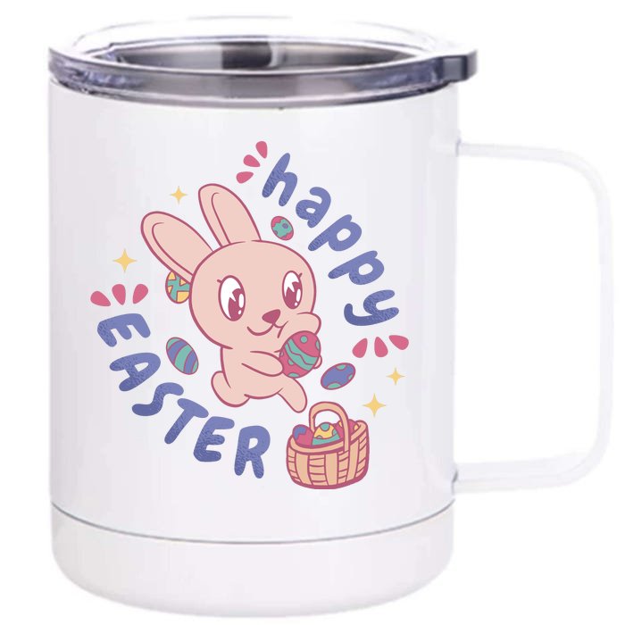 Happy Easter Adorable Bunny Front & Back 12oz Stainless Steel Tumbler Cup