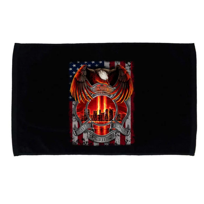 Honor Eagle American Flag We Will Never Forget 911 Funny Gift Microfiber Hand Towel