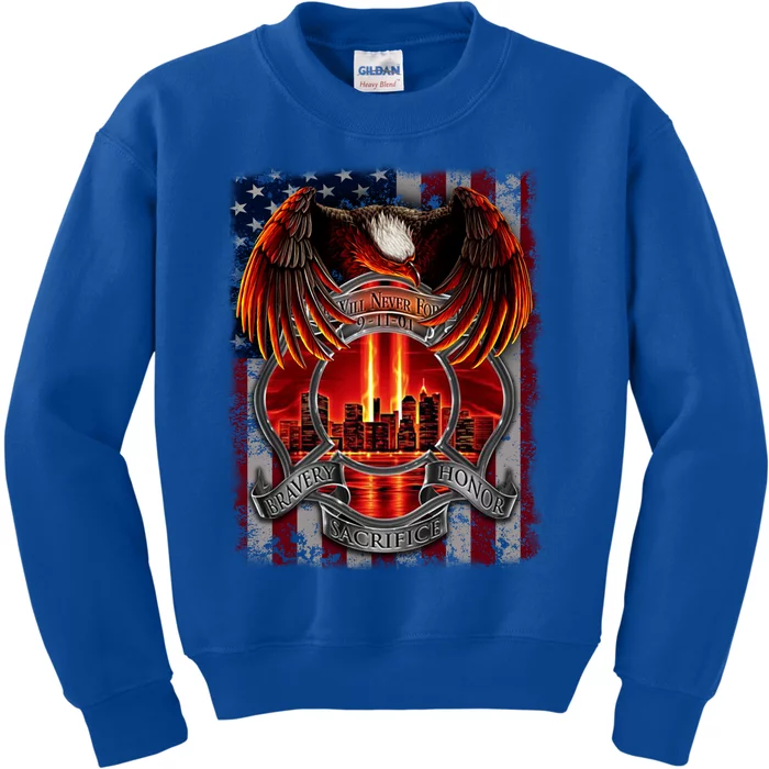 Honor Eagle American Flag We Will Never Forget 911 Funny Gift Kids Sweatshirt