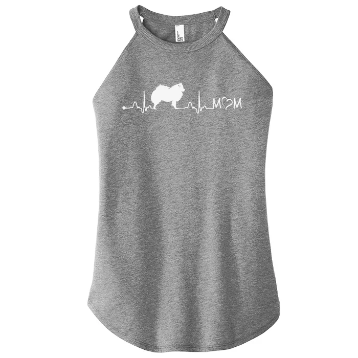 Heartbeat EKG American Eskimo Dog Dog Mom Gift Women’s Perfect Tri Rocker Tank