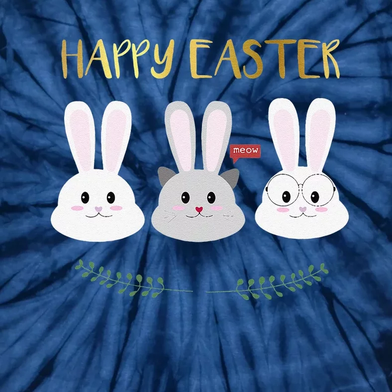 Happy Easter April Fools Day Bunnies And Cat Tie-Dye T-Shirt