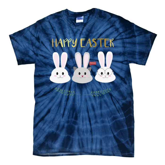 Happy Easter April Fools Day Bunnies And Cat Tie-Dye T-Shirt