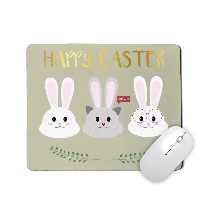 Happy Easter April Fools Day Bunnies And Cat Mousepad