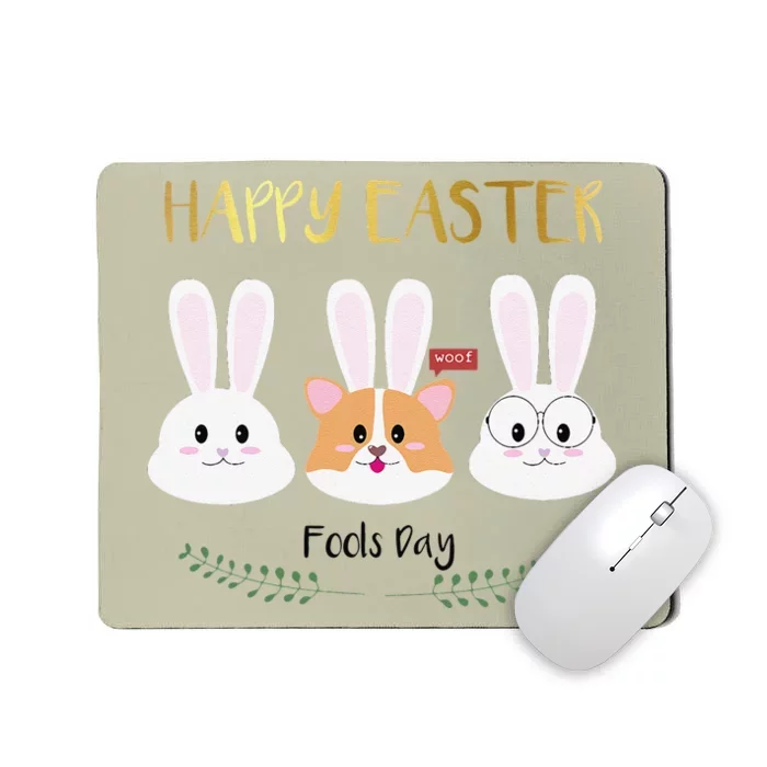 Happy Easter April Fools Day Bunnies And Corgi Mousepad