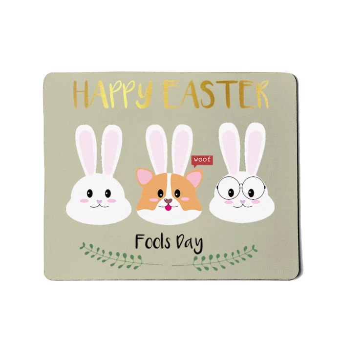 Happy Easter April Fools Day Bunnies And Corgi Mousepad