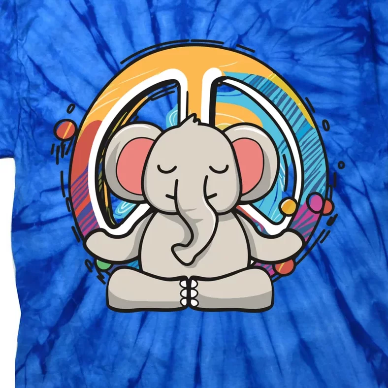 Hippie Elephant Art Yoga Peace Sign Funny Meditation Novelty Funny Gift Tie-Dye T-Shirt