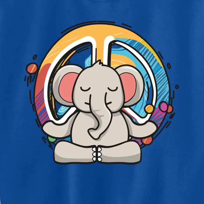 Hippie Elephant Art Yoga Peace Sign Funny Meditation Novelty Funny Gift Kids Sweatshirt