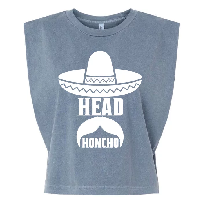 Head Honcho Sombrero Moustache Funny Cinco De Mayo Garment-Dyed Women's Muscle Tee