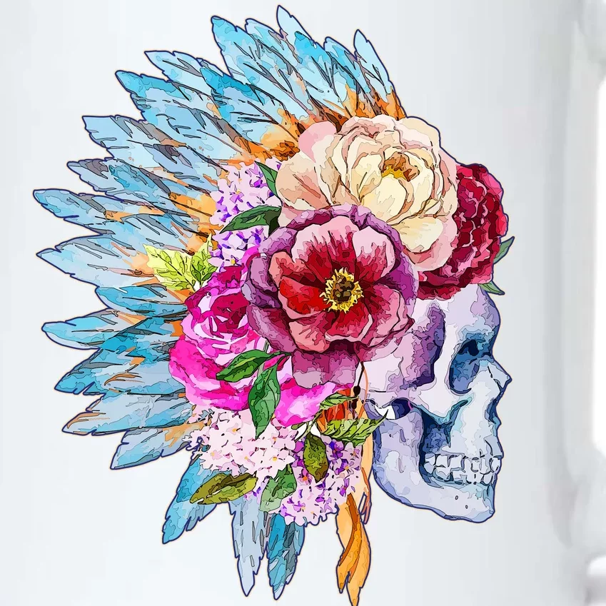 Headdress Floral Skull Black Color Changing Mug