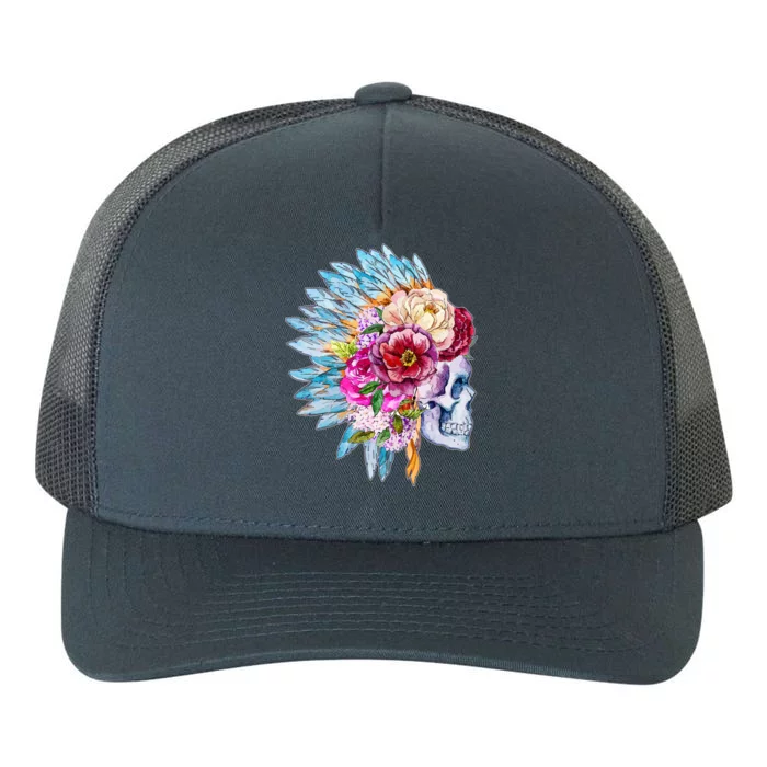 Headdress Floral Skull Yupoong Adult 5-Panel Trucker Hat