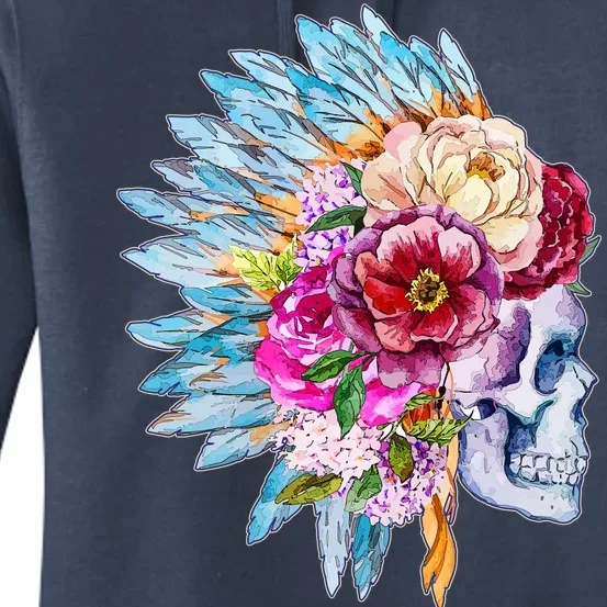 Headdress Floral Skull Women's Pullover Hoodie