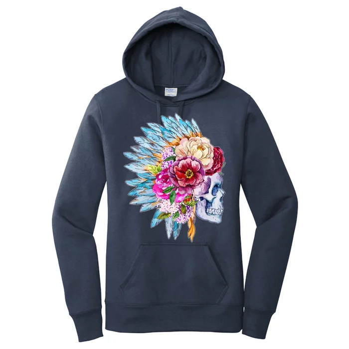 Headdress Floral Skull Women's Pullover Hoodie