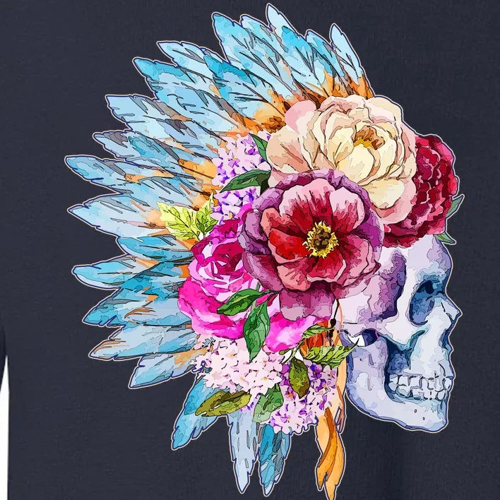 Headdress Floral Skull Toddler Sweatshirt