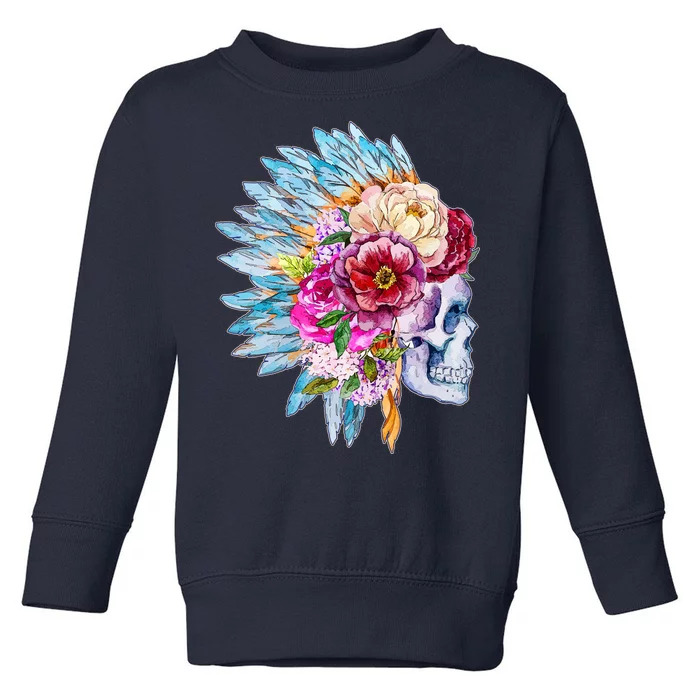 Headdress Floral Skull Toddler Sweatshirt