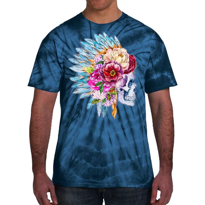 Headdress Floral Skull Tie-Dye T-Shirt