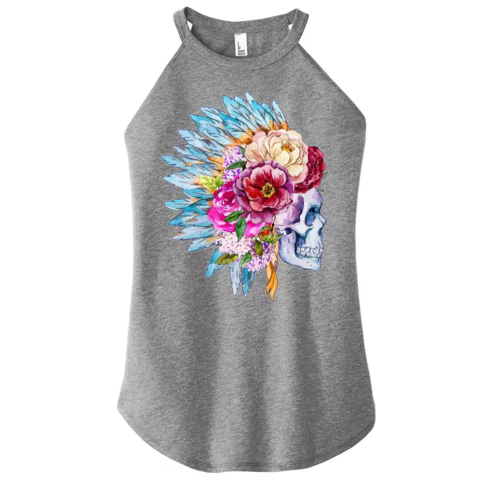 Headdress Floral Skull Women’s Perfect Tri Rocker Tank