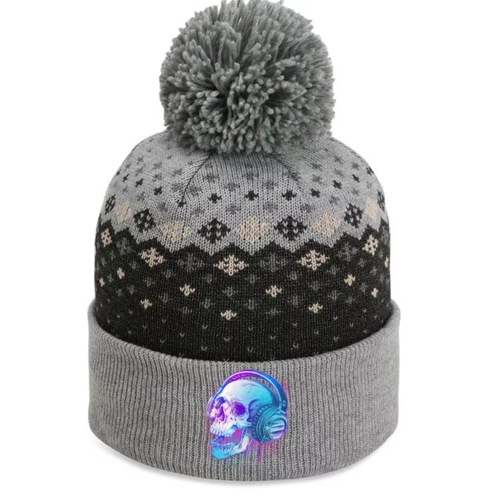 Headphones Music Lover Skull The Baniff Cuffed Pom Beanie