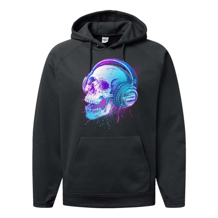 Headphones Music Lover Skull Performance Fleece Hoodie