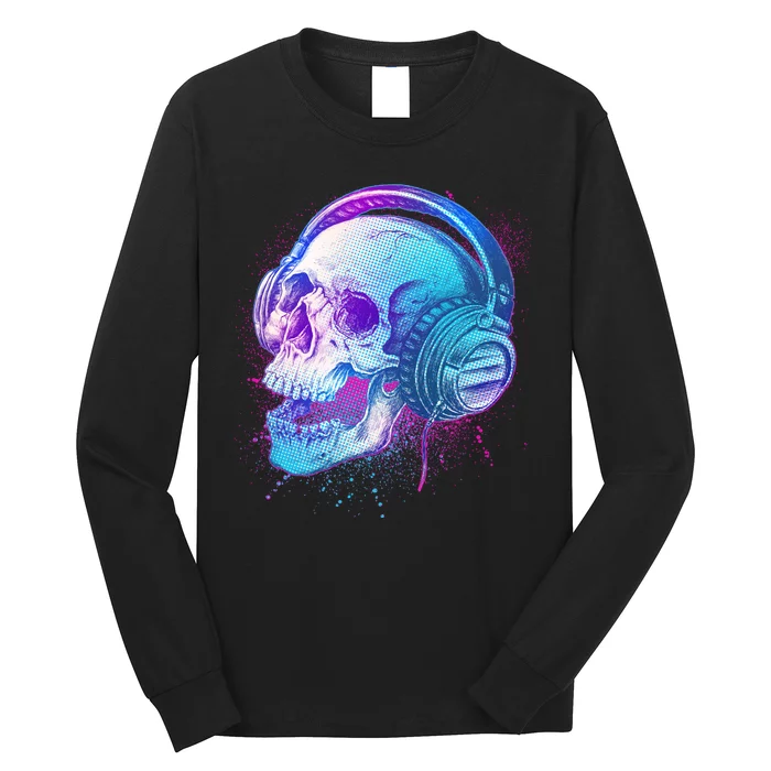 Headphones Music Lover Skull Long Sleeve Shirt