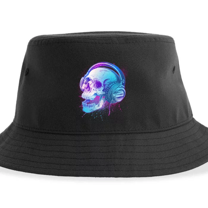 Headphones Music Lover Skull Sustainable Bucket Hat