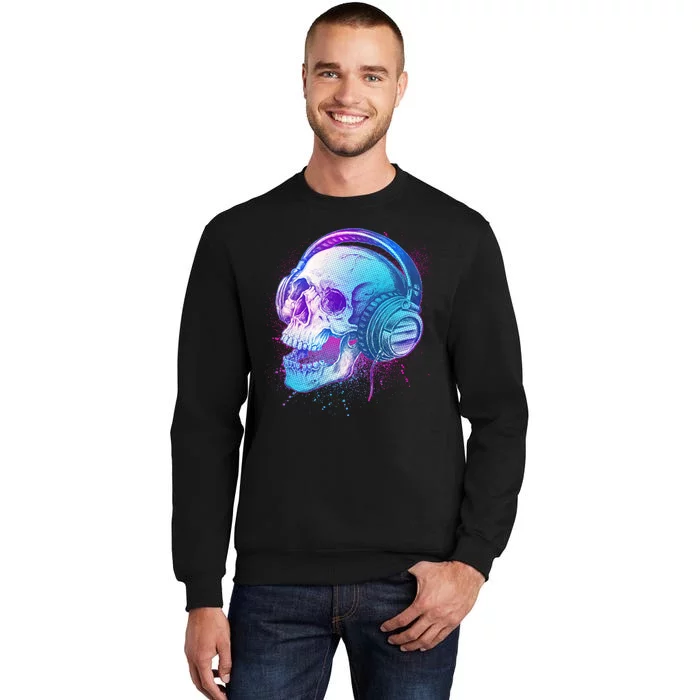 Headphones Music Lover Skull Tall Sweatshirt