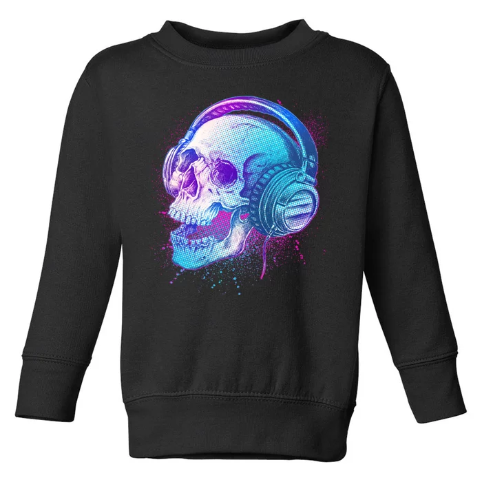 Headphones Music Lover Skull Toddler Sweatshirt