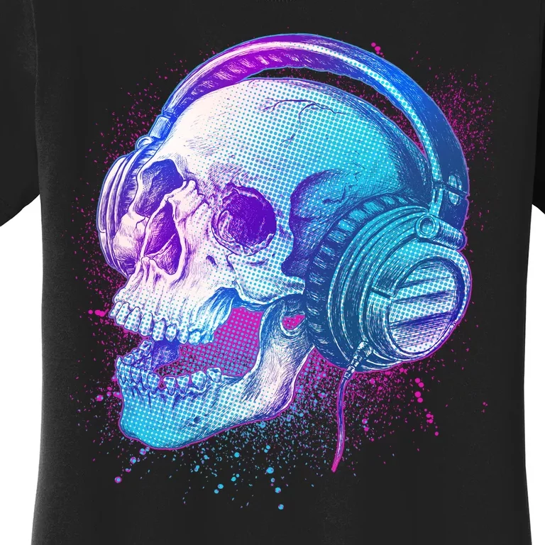 Headphones Music Lover Skull Women's T-Shirt