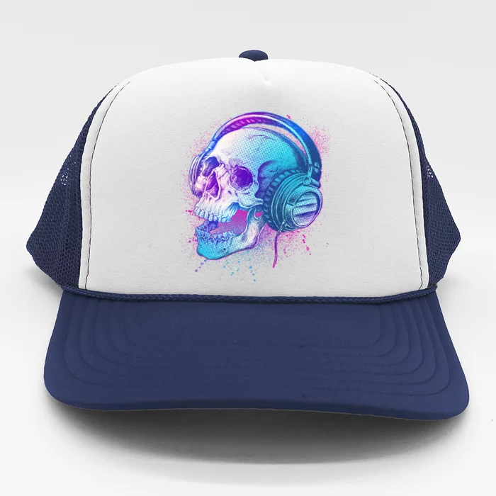 Headphones Music Lover Skull Trucker Hat