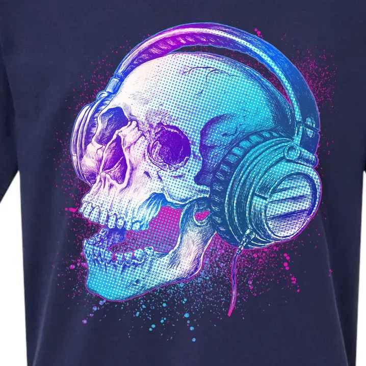 Headphones Music Lover Skull Sueded Cloud Jersey T-Shirt