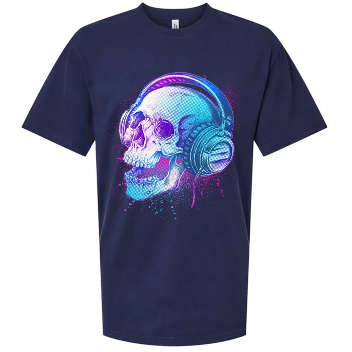 Headphones Music Lover Skull Sueded Cloud Jersey T-Shirt