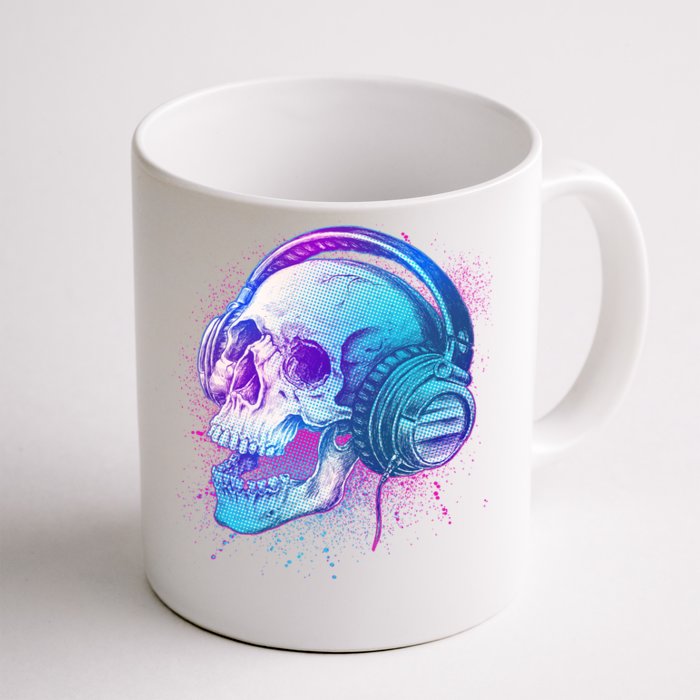 Headphones Music Lover Skull Front & Back Coffee Mug