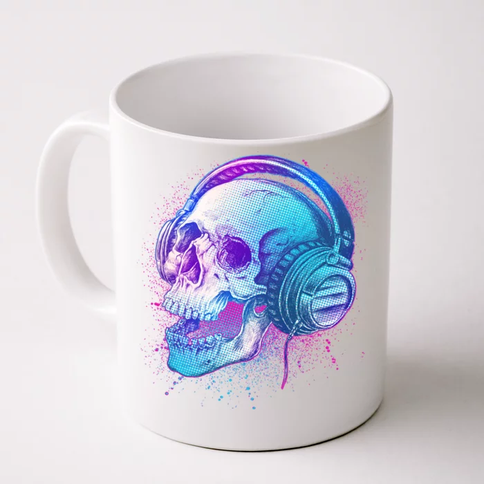 Headphones Music Lover Skull Front & Back Coffee Mug