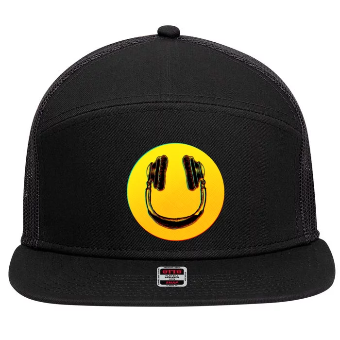 Headphones Smiley 7 Panel Mesh Trucker Snapback Hat