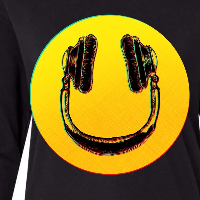 Headphones Smiley Womens Cotton Relaxed Long Sleeve T-Shirt