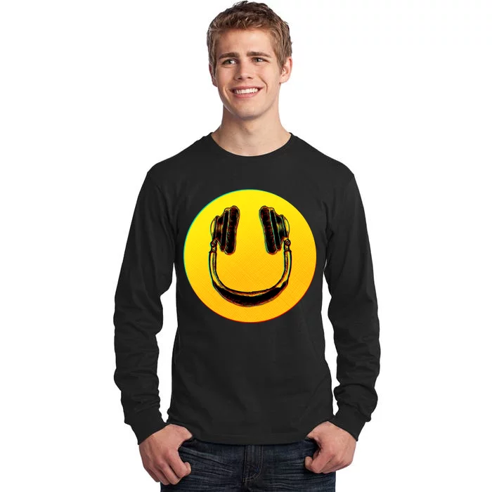 Headphones Smiley Tall Long Sleeve T-Shirt