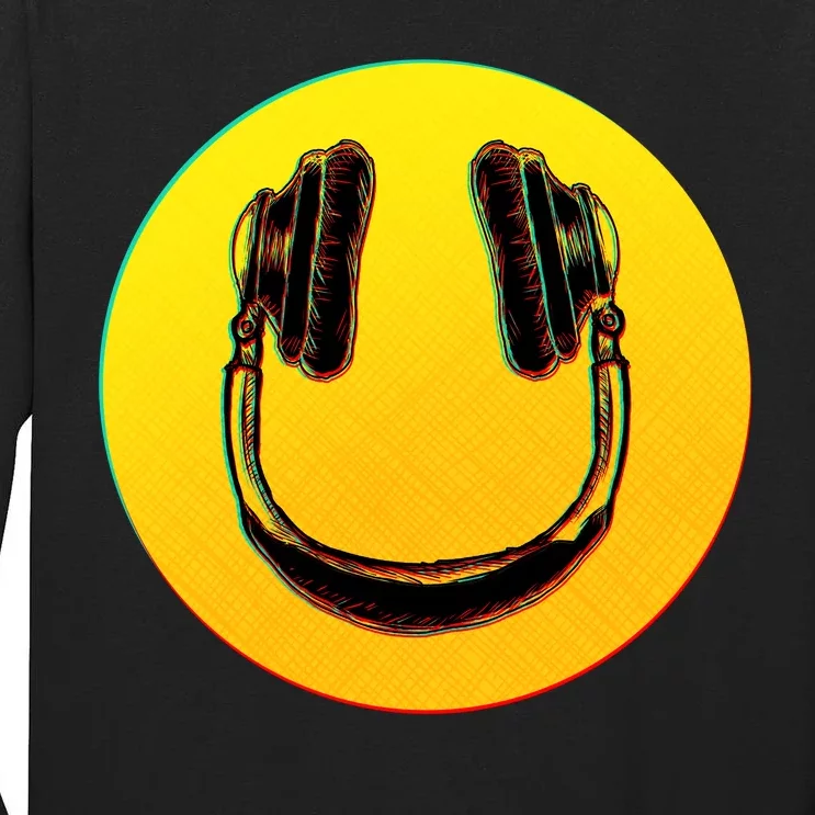 Headphones Smiley Tall Long Sleeve T-Shirt