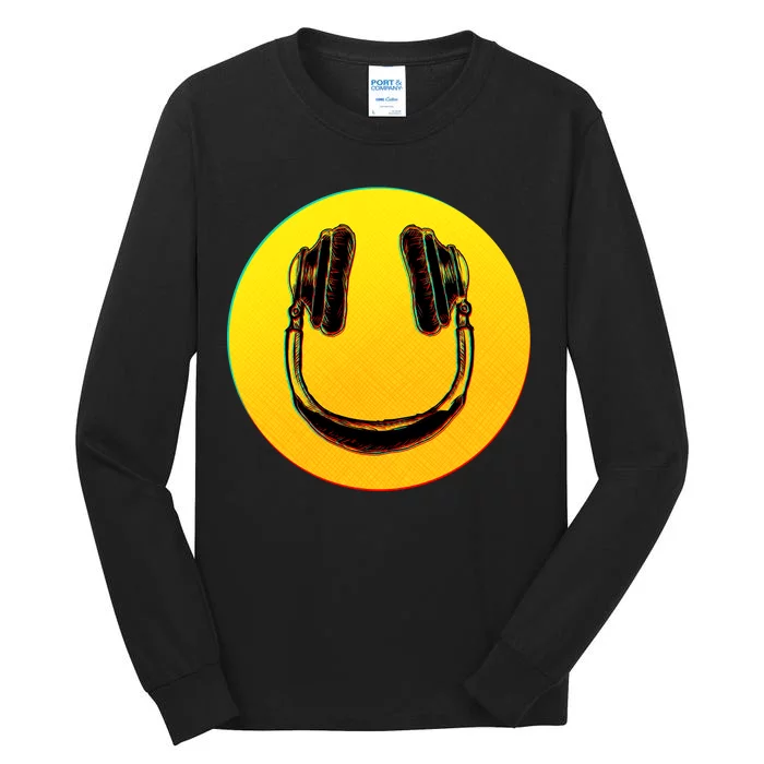 Headphones Smiley Tall Long Sleeve T-Shirt