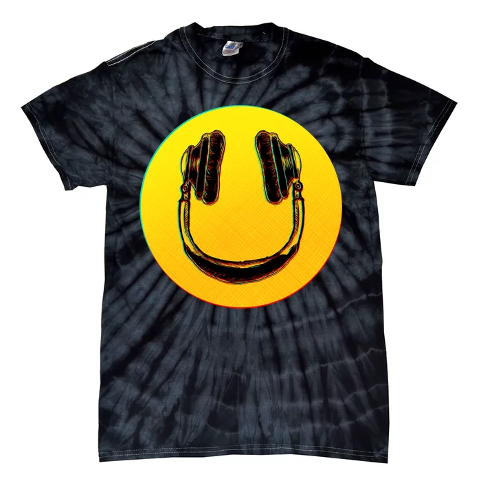 Headphones Smiley Tie-Dye T-Shirt