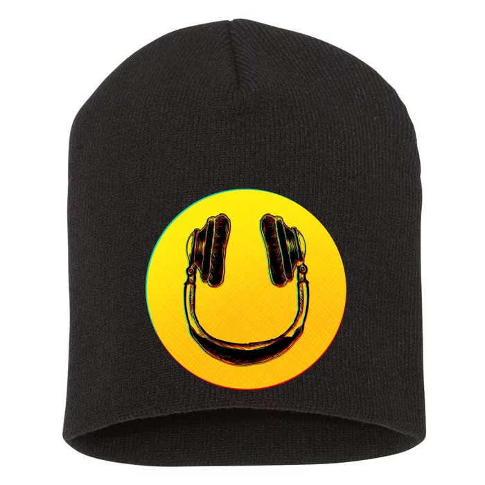 Headphones Smiley Short Acrylic Beanie